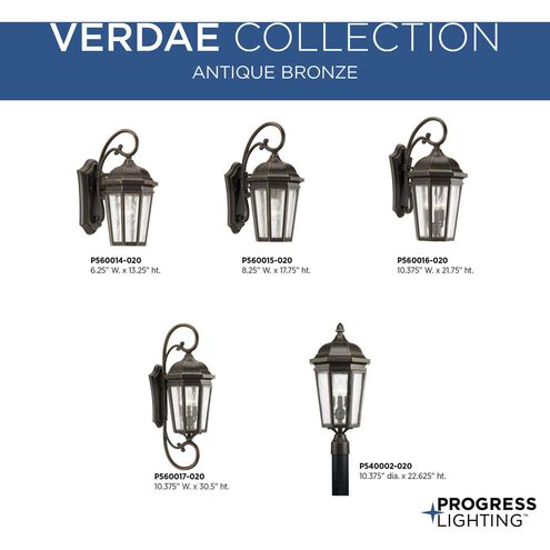 Verdae 3 Light 22 inch Antique Bronze Outdoor Wall Lantern, Large, Design Series