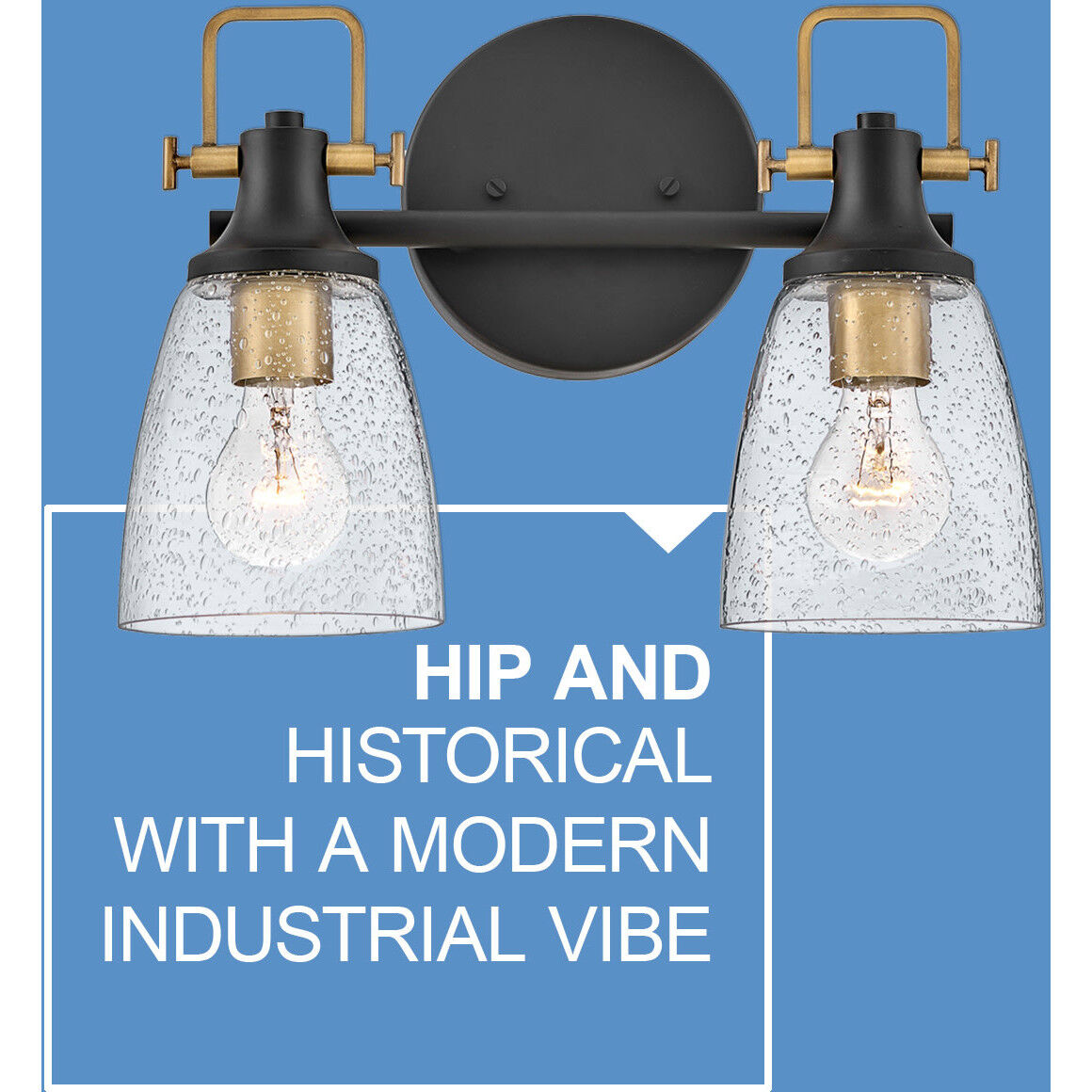 Easton 2 Light 14.5 inch Black with Heritage Brass Vanity Light Wall Light