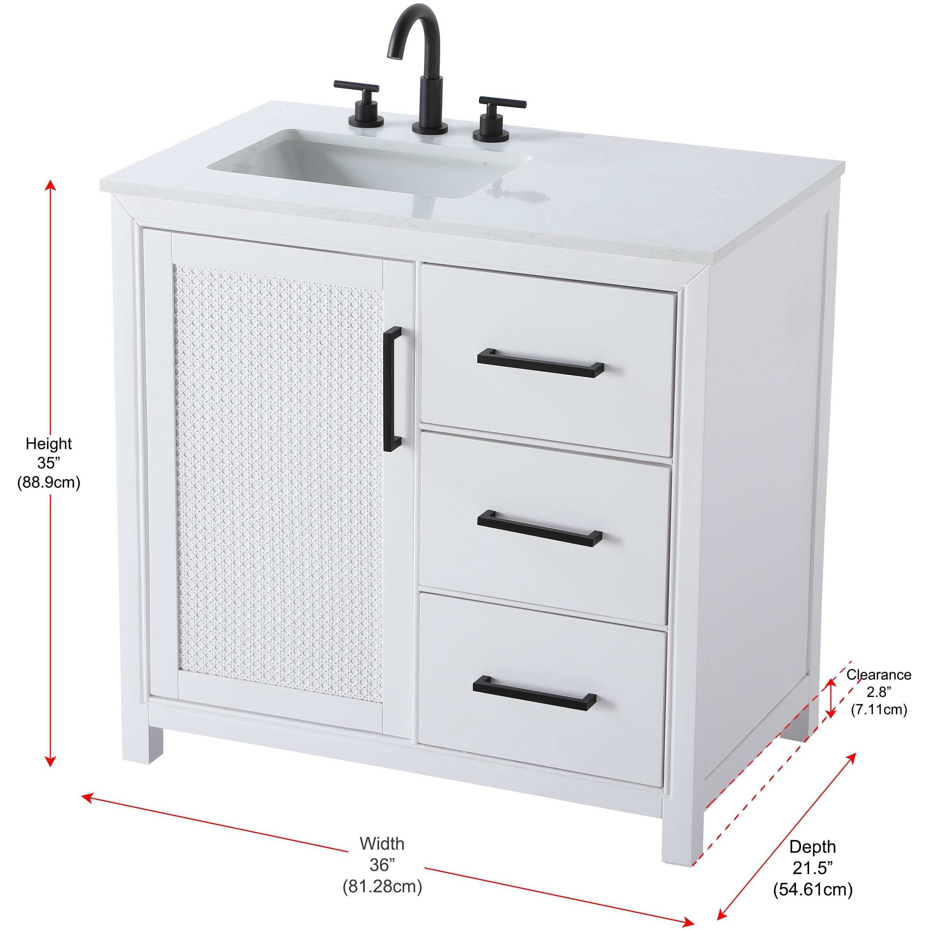 Alina 36 X 34 inch White Bathroom Vanity Cabinet
