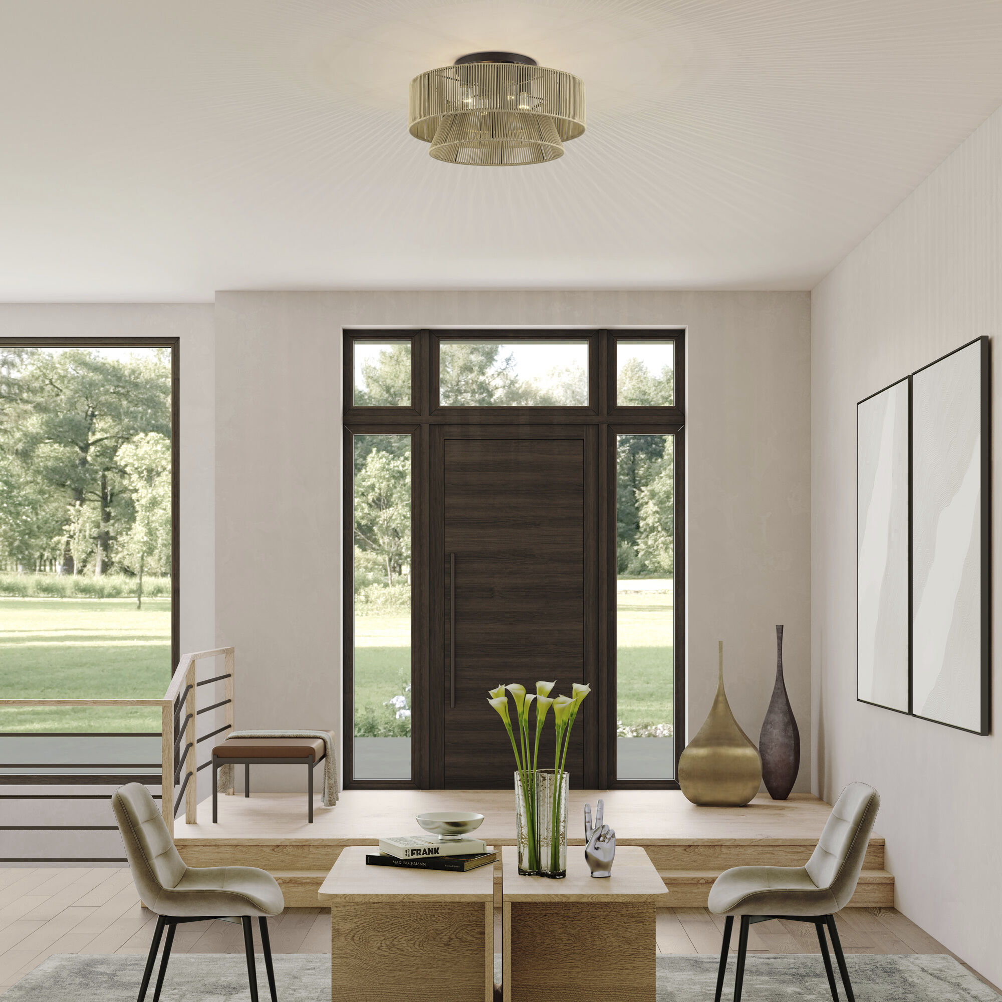 Florell 4 Light 21 inch English Bronze Semi Flush Mount Ceiling Light, Extra Large