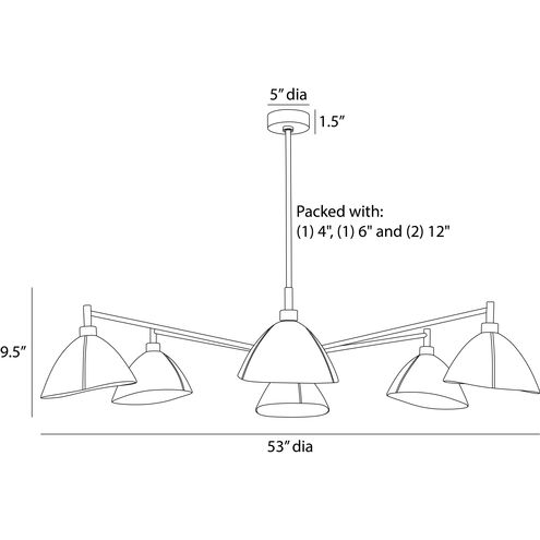 Inlet 6 Light 53 inch English Bronze Chandelier Ceiling Light