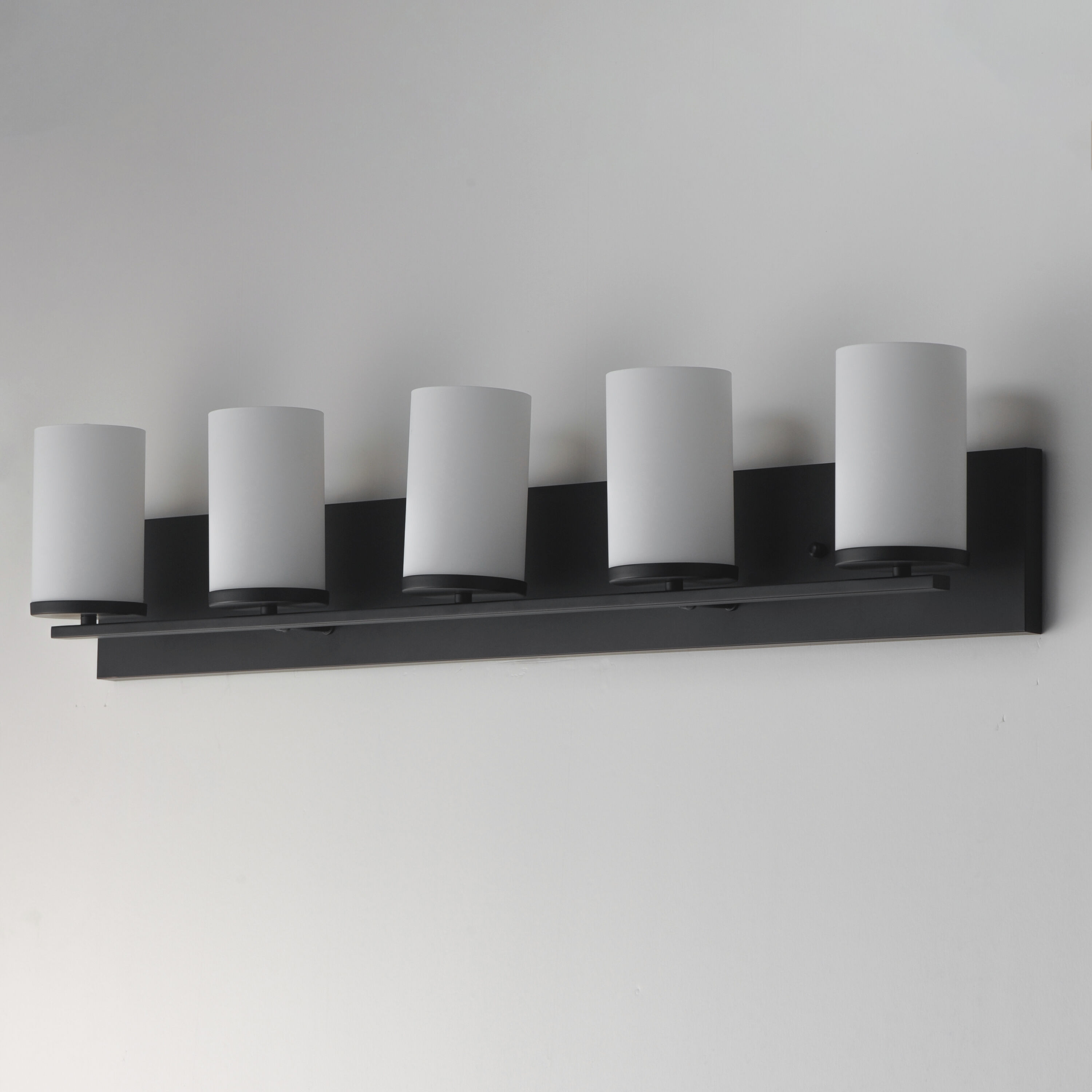 Lateral 5 Light 36 inch Black Bath Vanity Wall Light in Satin White