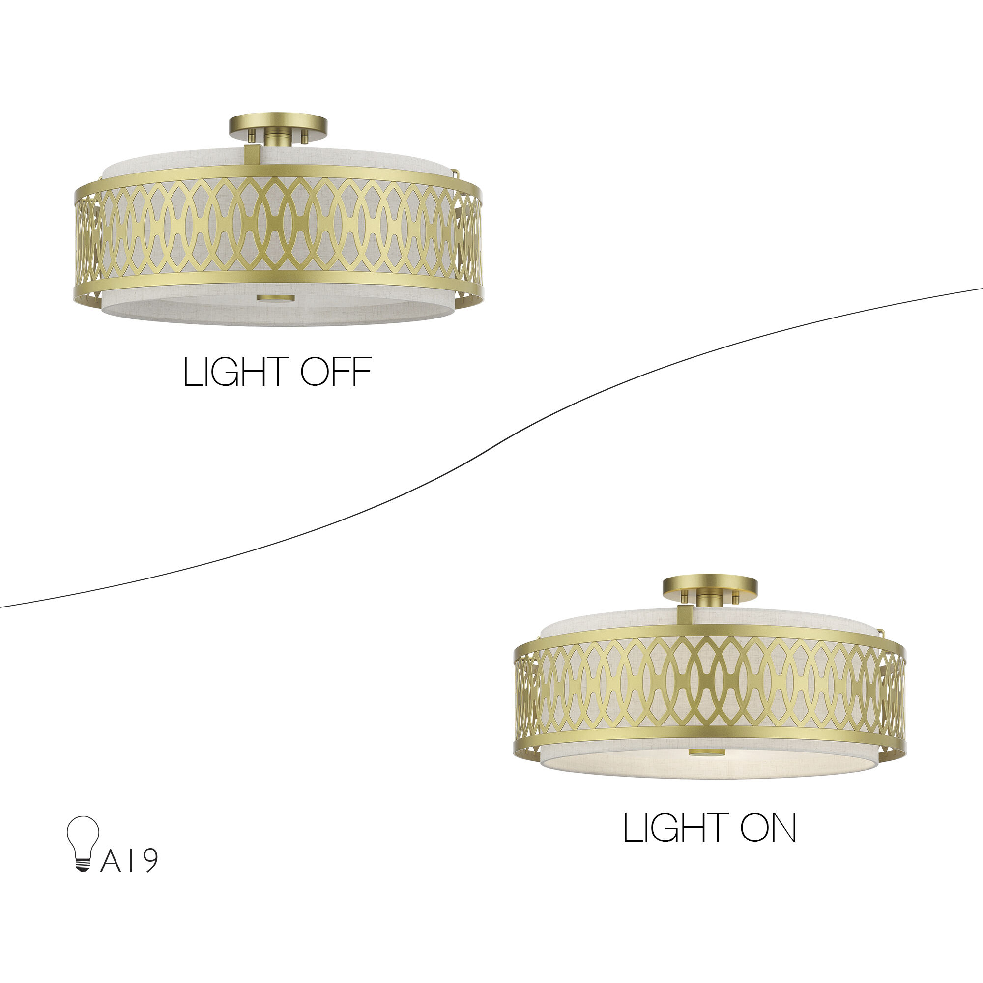 Vistaview 4 Light 21 inch Soft Gold Semi-Flush Ceiling Light