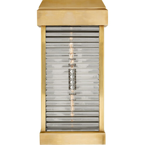Chapman & Myers Dunmore 2 Light 23 inch Antique-Burnished Brass Outdoor Curved Glass Louver Sconce, Large