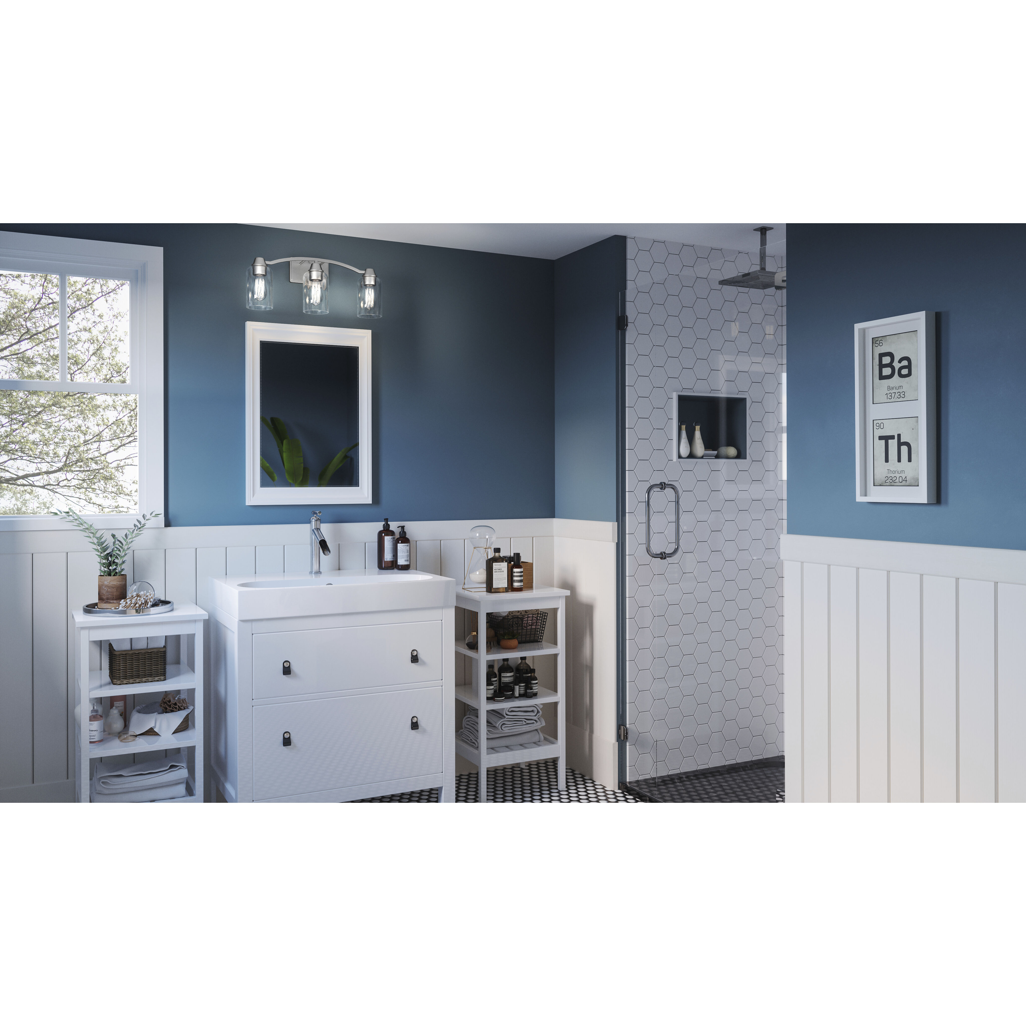 Acacia 3 Light 22 inch Brushed Nickel Bath Light Wall Light, Large