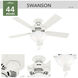 Swanson 44 inch Fresh White with Fresh White/Natural Wood Blades Ceiling Fan
