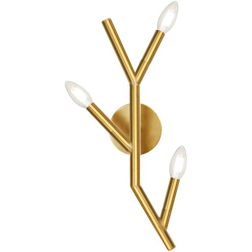 Morgan 3 Light 8.5 inch Aged Brass Wallchiere Wall Light