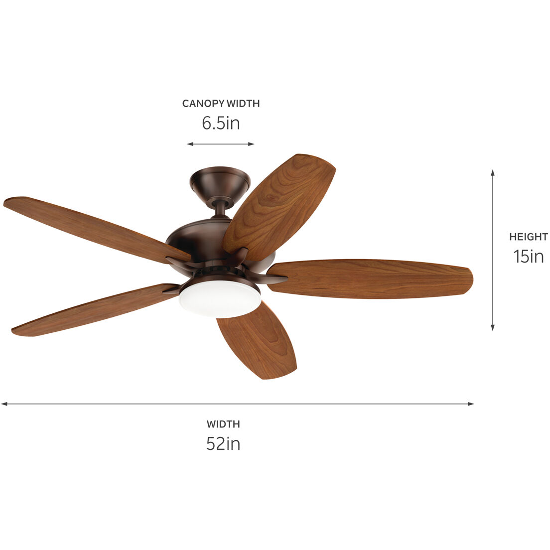 Renew Designer 52 inch Satin Natural Bronze with Walnut Blades Ceiling Fan