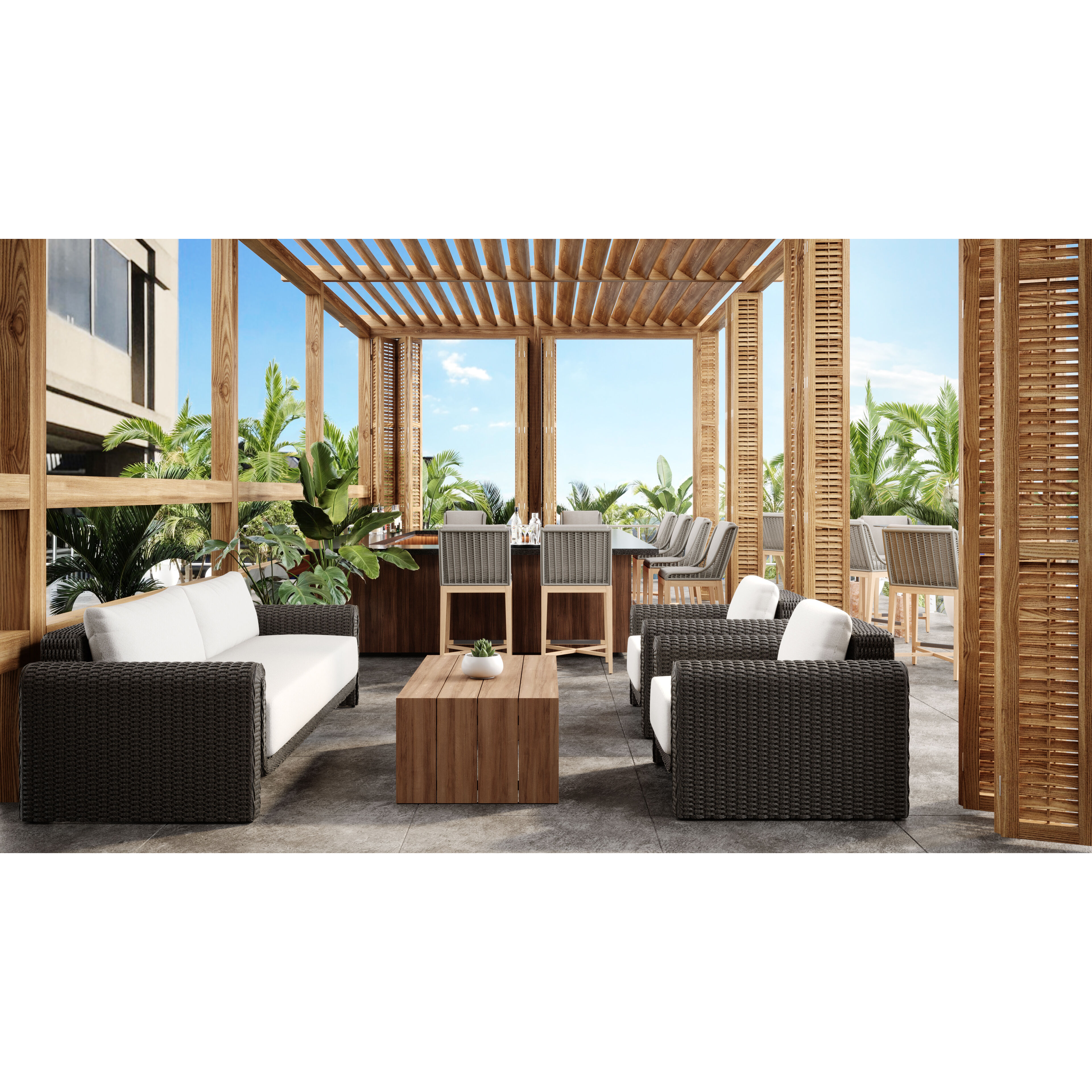 Tibi Grey / Louis Cream Outdoor Sofa