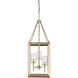 Smyth Pendant Ceiling Light in White Gold, Clear Glass, Caged