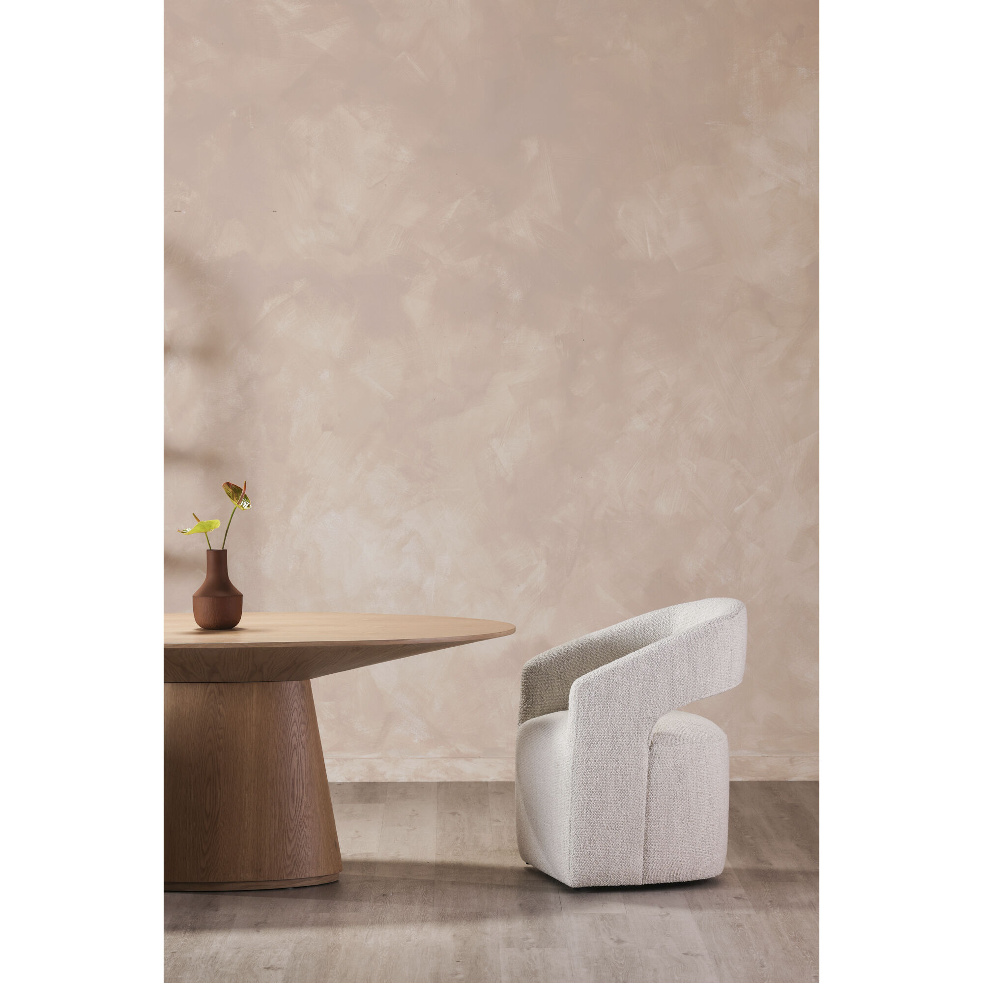 Barrow White Mist Dining Chair, Rolling