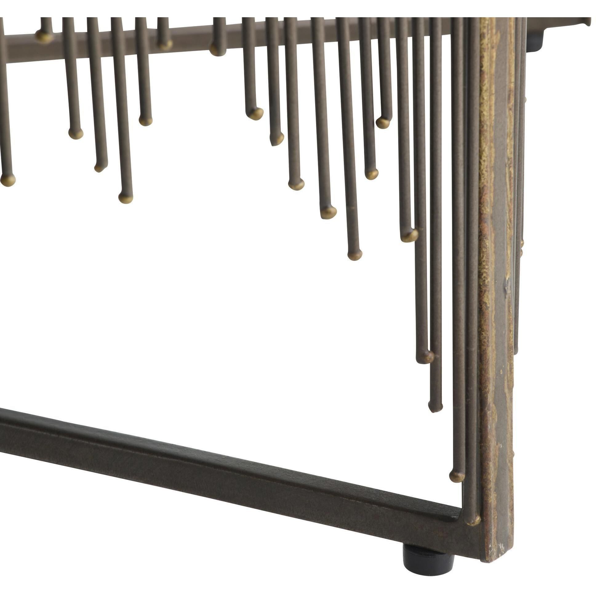 Ilaria 45 inch Natural Iron and Antique Brass Cocktail Table
