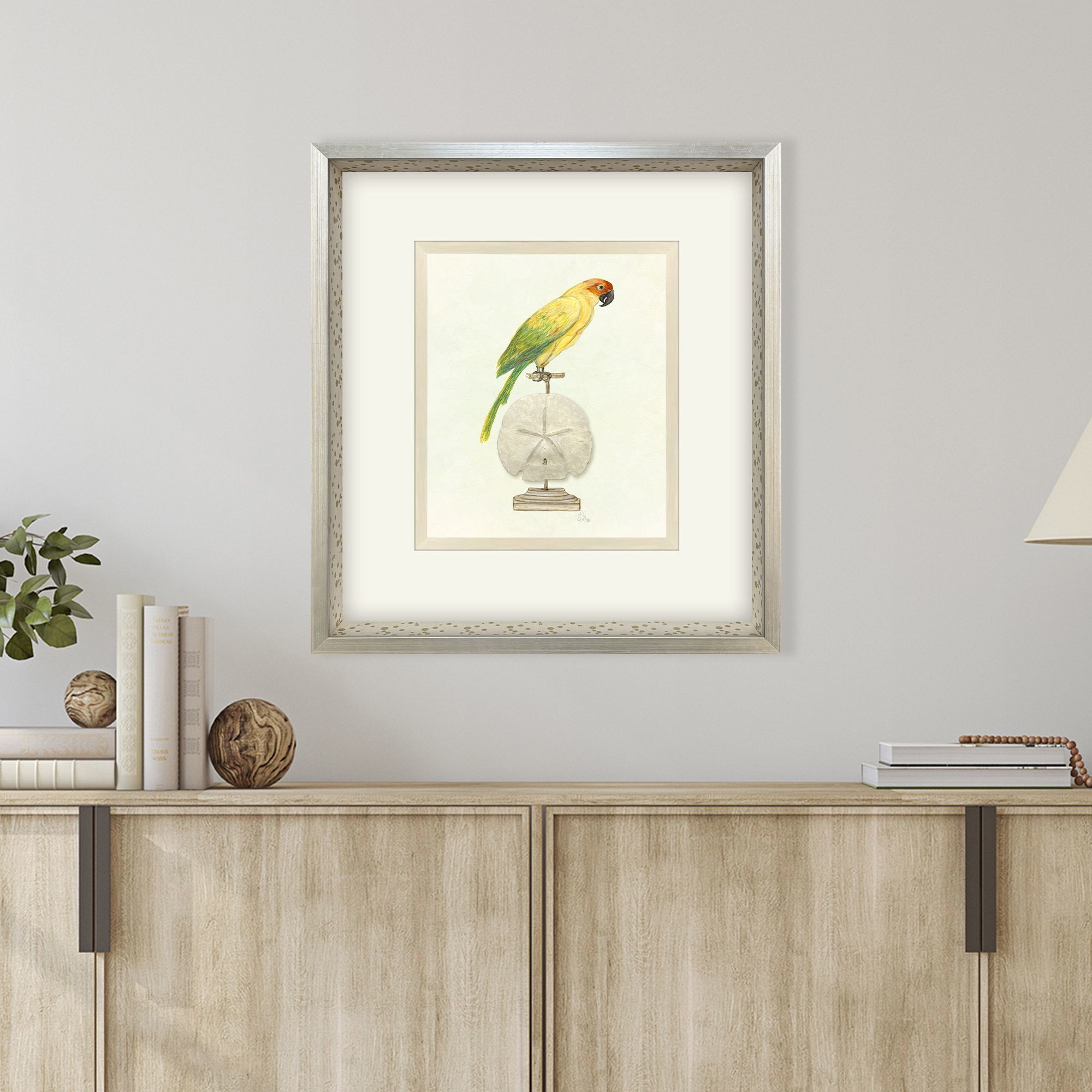 Treasure Parrot Blue and Green and Multi and Yellow Framed Art