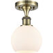 Athens 1 Light 6 inch Antique Brass Semi-Flush Mount Ceiling Light