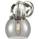 Pilaster II Sphere 1 Light 6.5 inch Polished Nickel Sconce Wall Light in Plated Smoke Glass