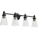 Lawton 4 Light 31 inch Matte Black Vanity Light Wall Light