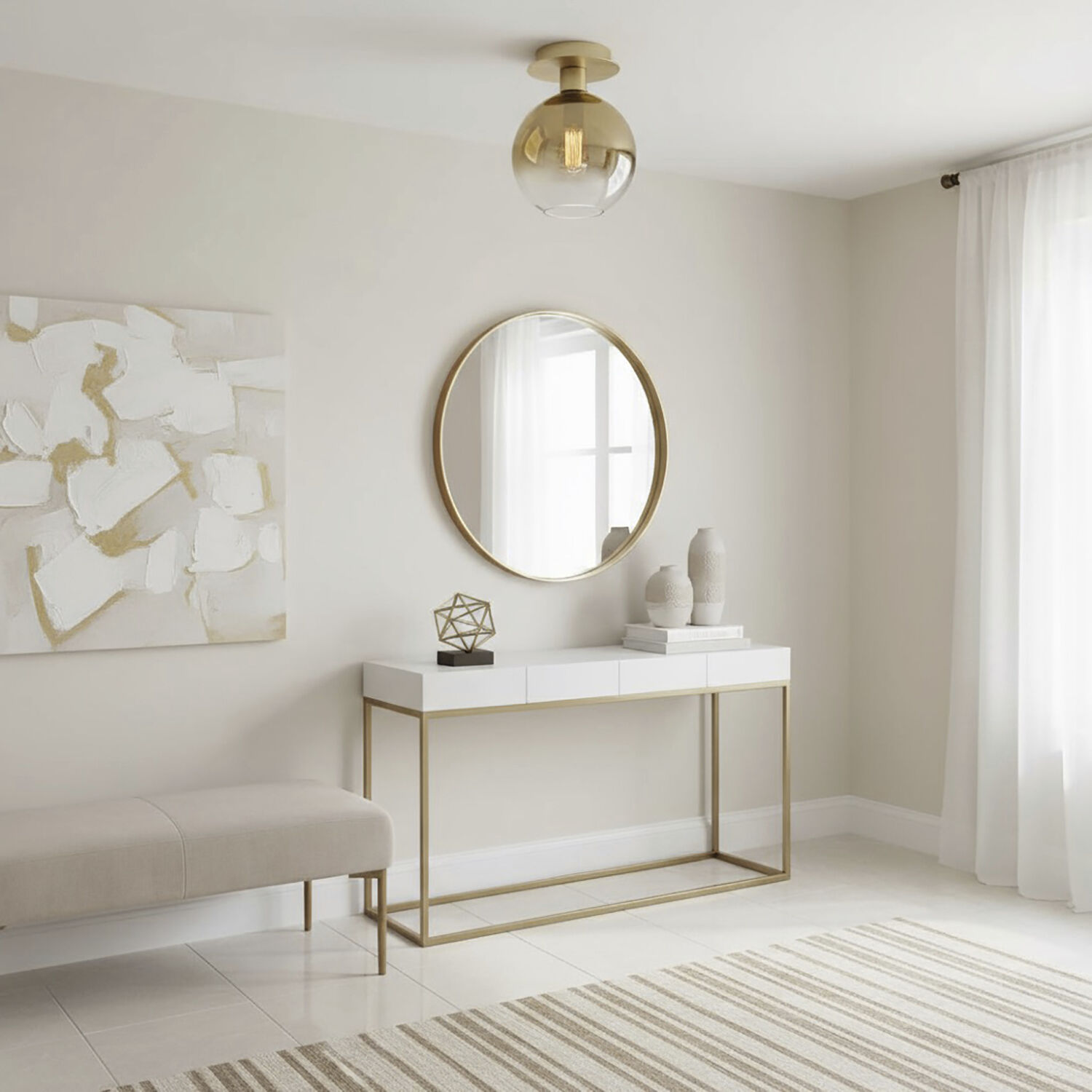 Morning Mist 1 Light 7.75 inch Gold Semi-Flush Mount Ceiling Light