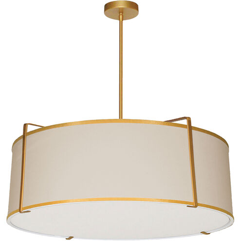 Trapezoid 4 Light 24 inch Gold with Cream Pendant Ceiling Light