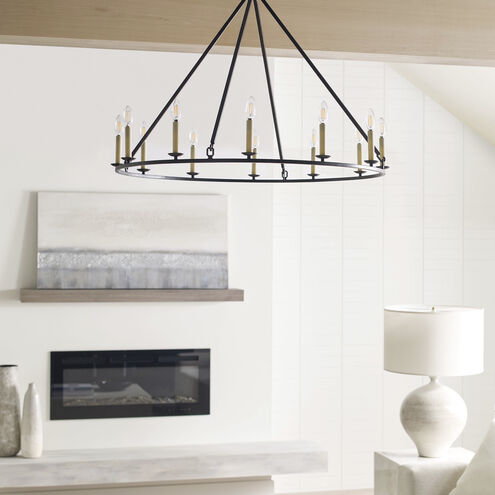 Chapman & Myers Darlana 12 Light 40 inch Aged Iron Single Ring Chandelier Ceiling Light, Large