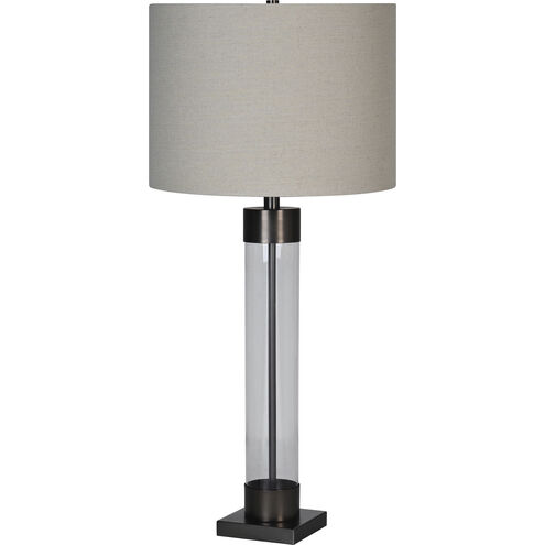 Meredith 33.25 inch 100 watt Clear and Bronze Table Lamp Portable Light
