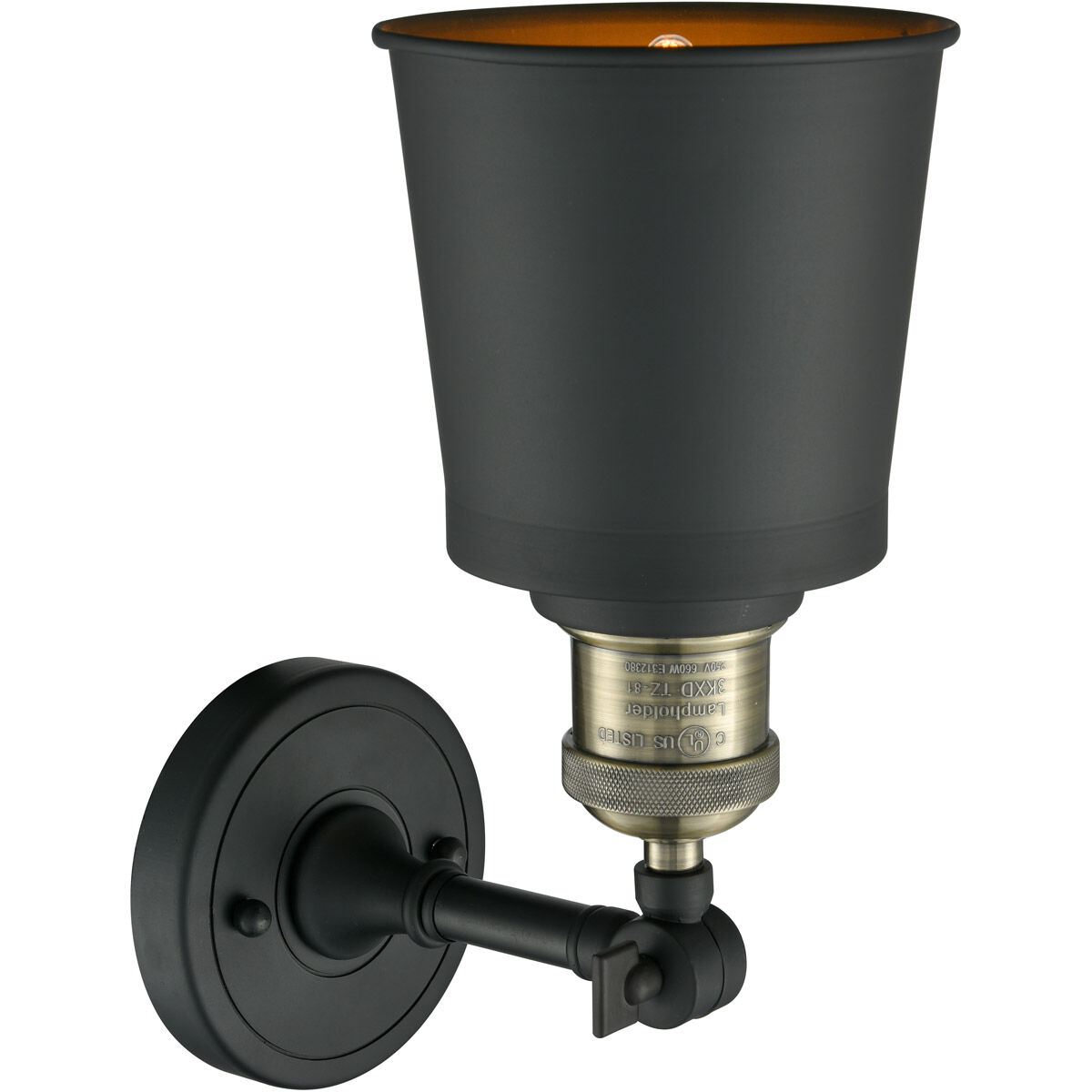 Franklin Restoration Addison LED 5 inch Black Antique Brass Semi-Flush Mount Ceiling Light in Matte Black, Franklin Restoration