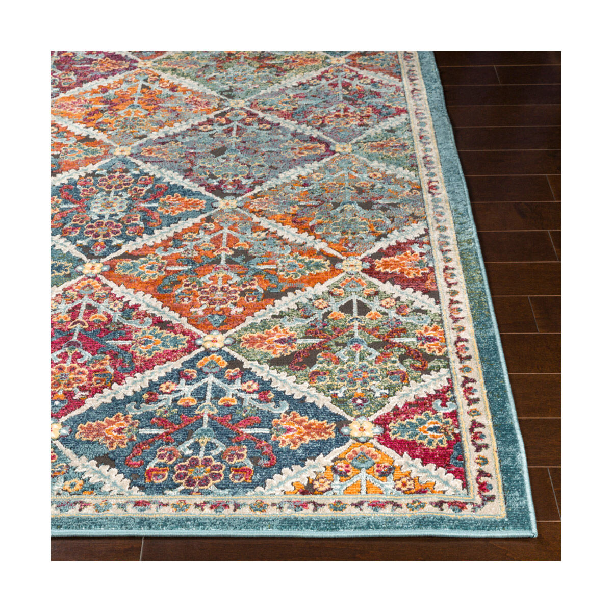 Herati 71 X 47 inch Bright Orange/Rust/Bright Pink/Eggplant/Dark Green Rugs, Rectangle