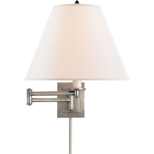 Primitive 18.25 inch 100.00 watt Antique Nickel Swing Arm Wall Light in Linen