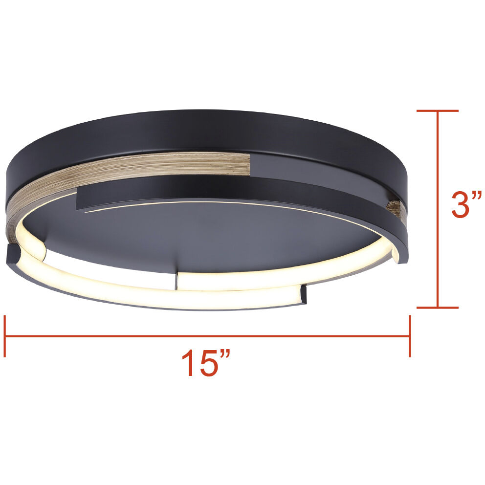 Azria LED 15 inch Matte Black Flush Mount Ceiling Light