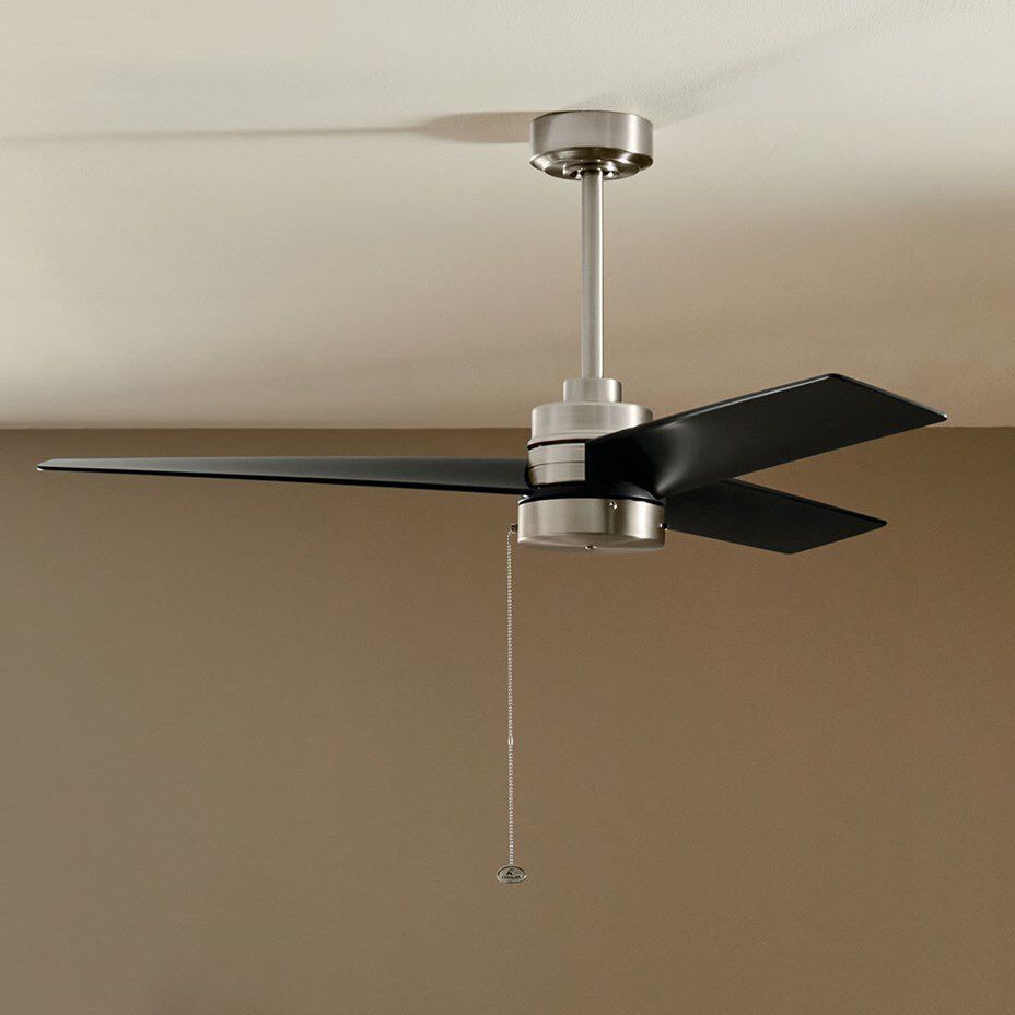Spyn Lite 52 inch Brushed Nickel with Satin Black Blades Ceiling Fan