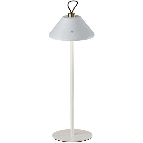Danny 14 inch 1.50 watt White and Antique Brass LED Cordless Table Lamp Portable Light