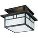 Huntington 2 Light 12 inch Bronze Flush Mount Ceiling Light in White Opalescent, Double T-Bar Overlay
