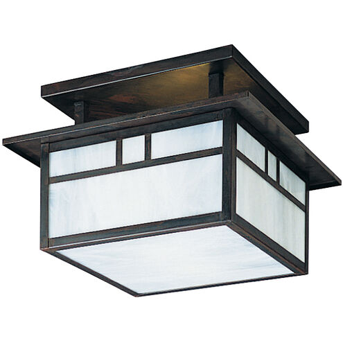 Huntington 2 Light 12 inch Bronze Flush Mount Ceiling Light in White Opalescent, Double T-Bar Overlay