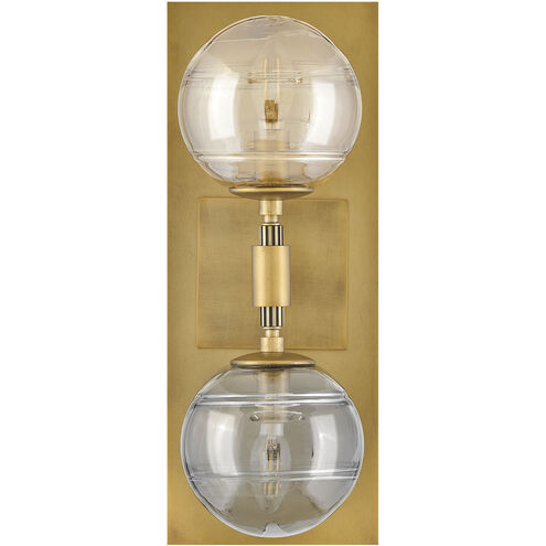 Oberon 2 Light 7 inch Heritage Brass Sconce Wall Light