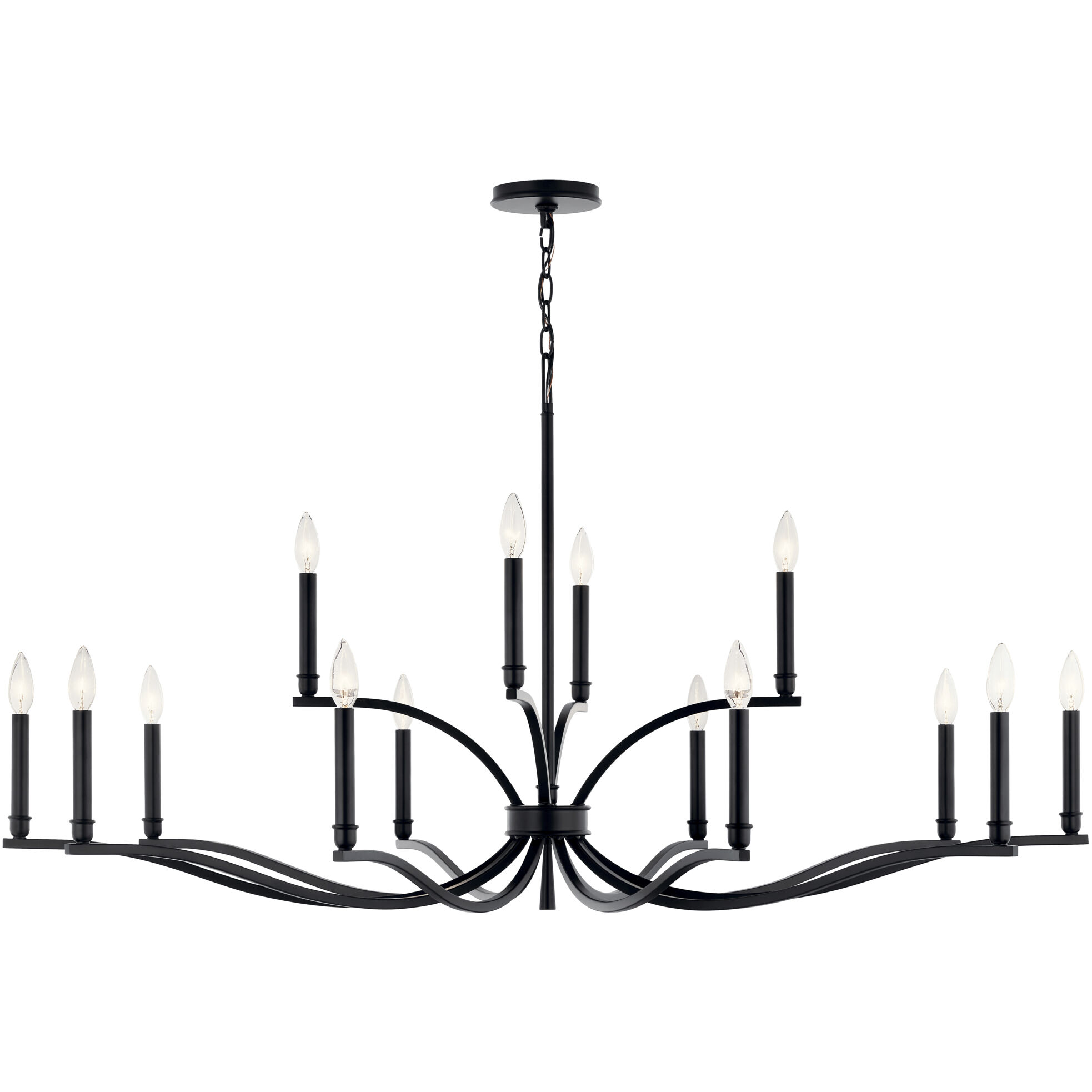 Malene 14 Light Black Chandelier Ceiling Light, 2 Tier Large