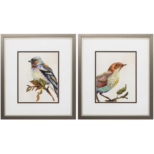 Eco Bird Orange and Blue Framed Art