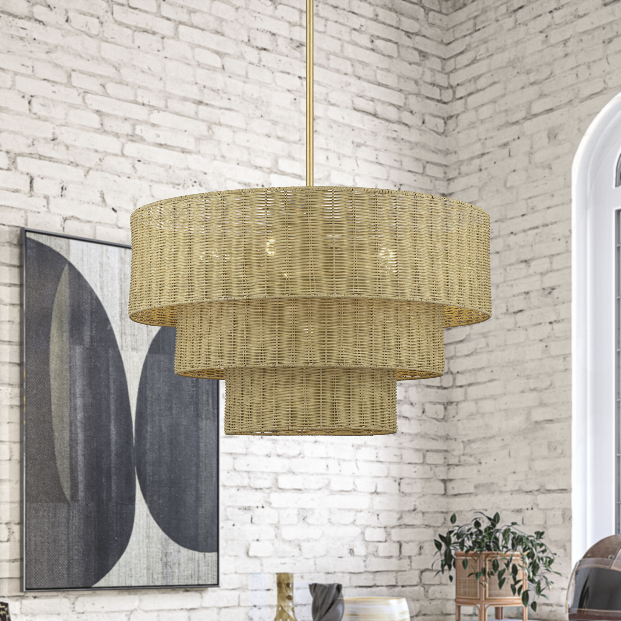 Weavington 6 Light 28 inch Antique Gold Leaf Pendant Chandelier Ceiling Light, Large