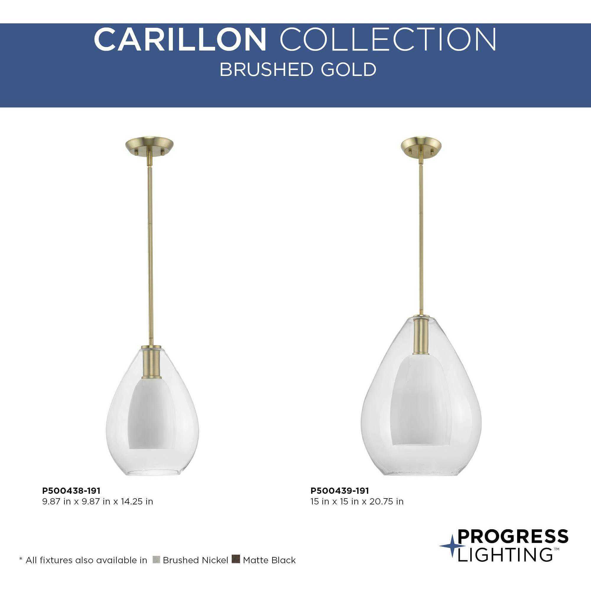 Carillon 1 Light 15 inch Brushed Gold Pendant Ceiling Light