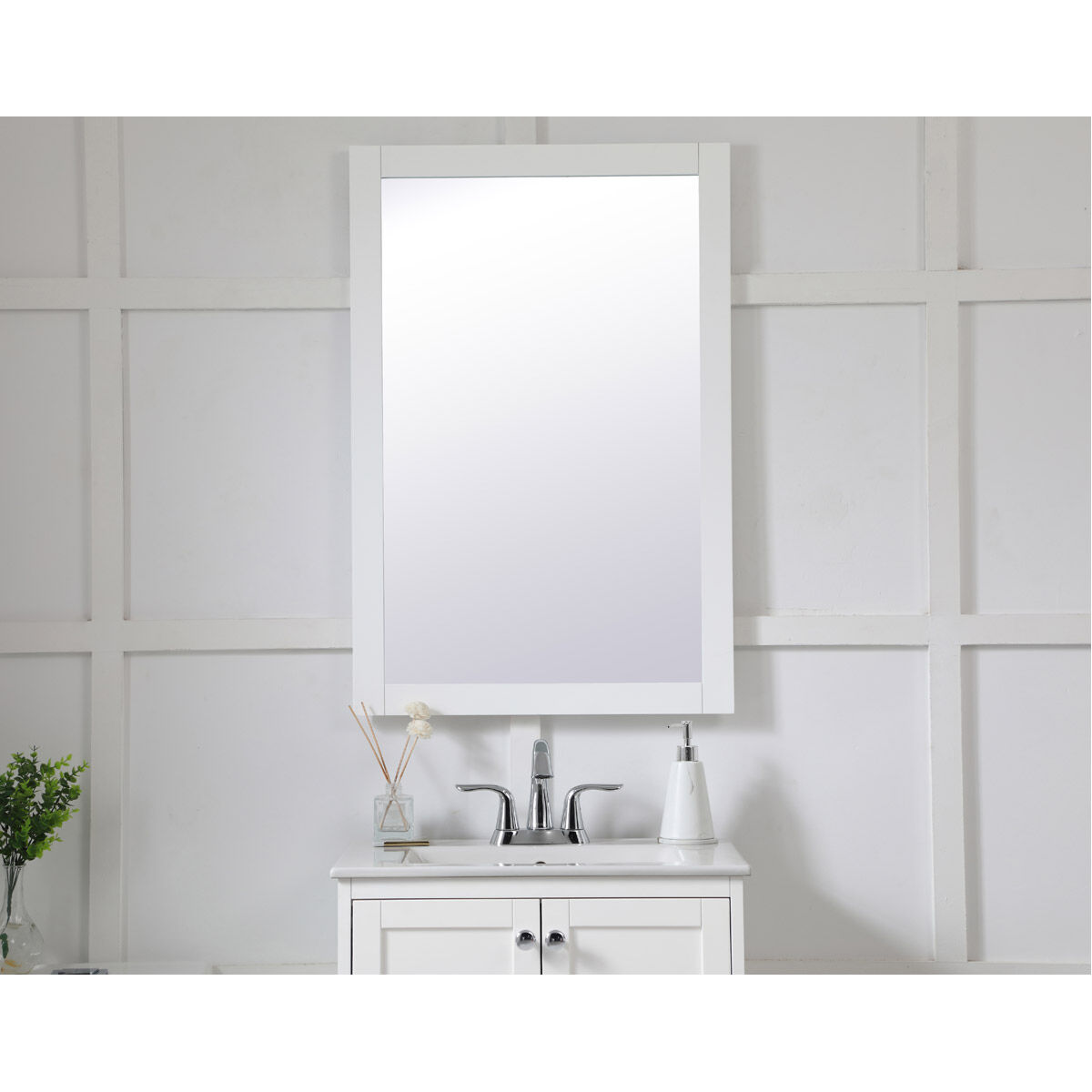 Aqua 36 X 24 inch White Wall Mirror