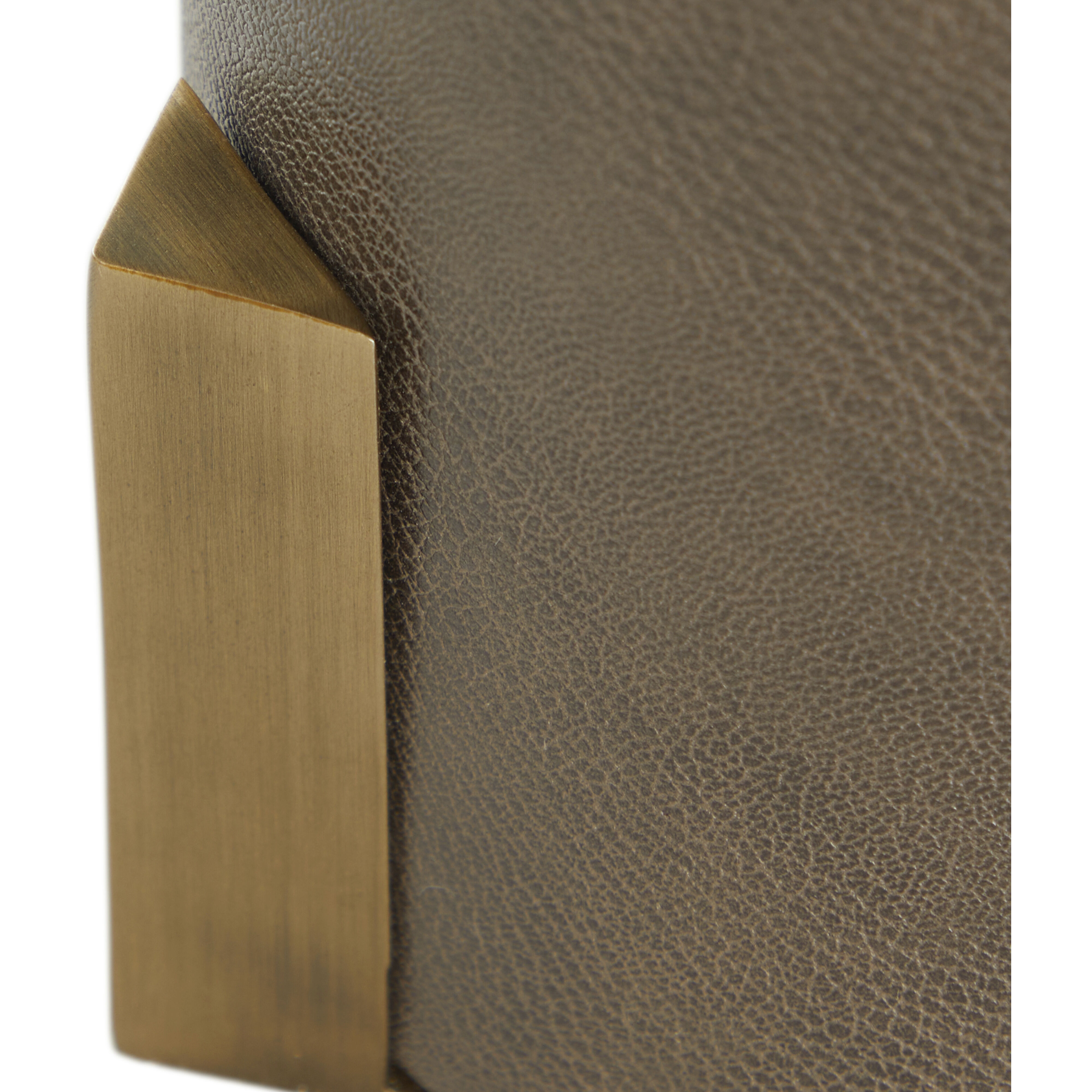 Bronx 29 inch Brushed Antique Brass and Dark Brown Leather with Beige Linen Table Lamp Portable Light