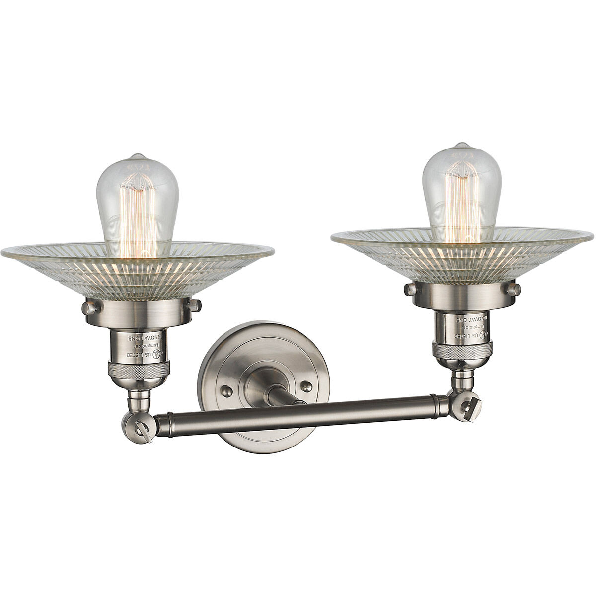 Franklin Restoration Halophane LED 18 inch Brushed Satin Nickel Bath Vanity Light Wall Light in Clear Halophane Glass, Franklin Restoration