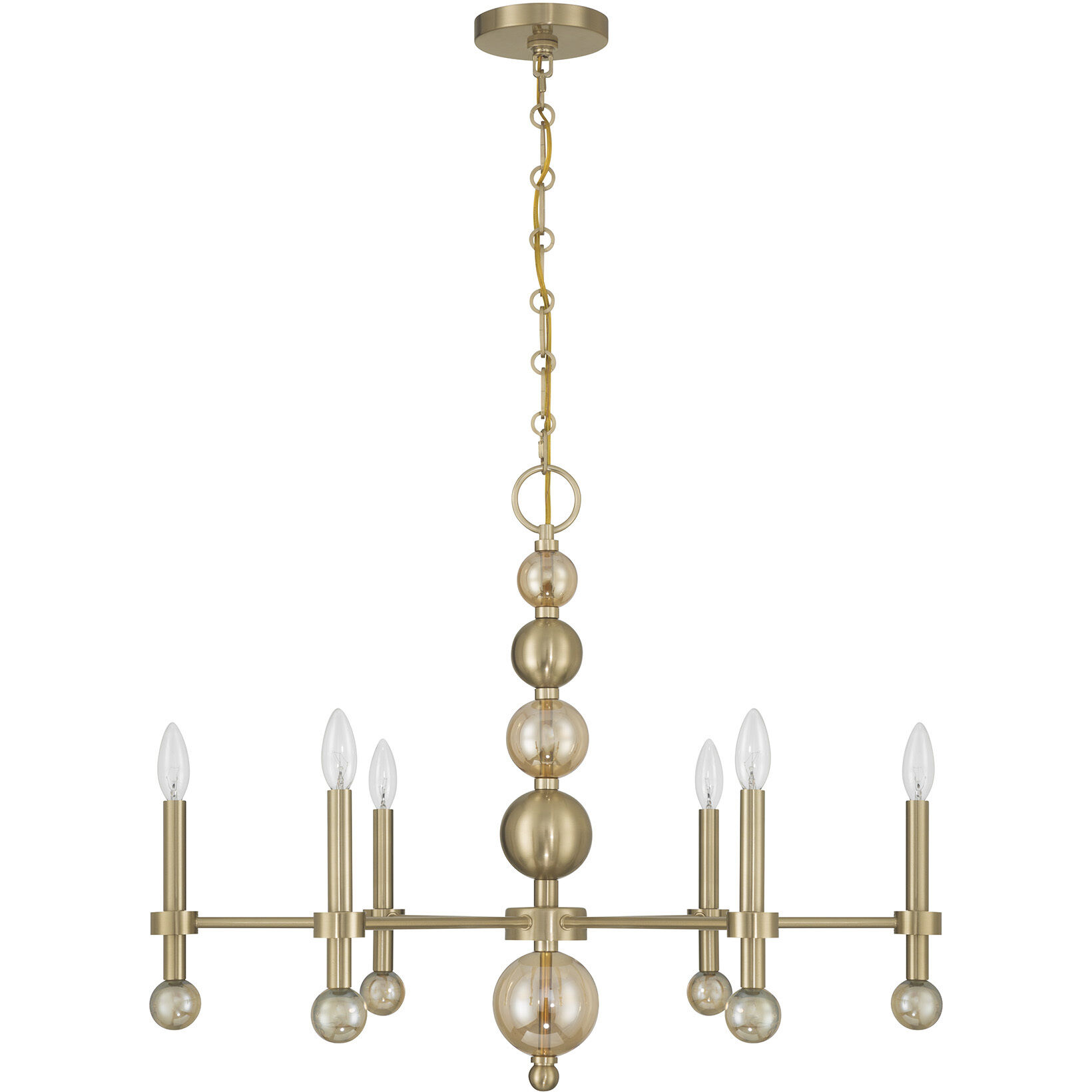 Crescent 6 Light 30 inch Noble Brass Chandelier Ceiling Light
