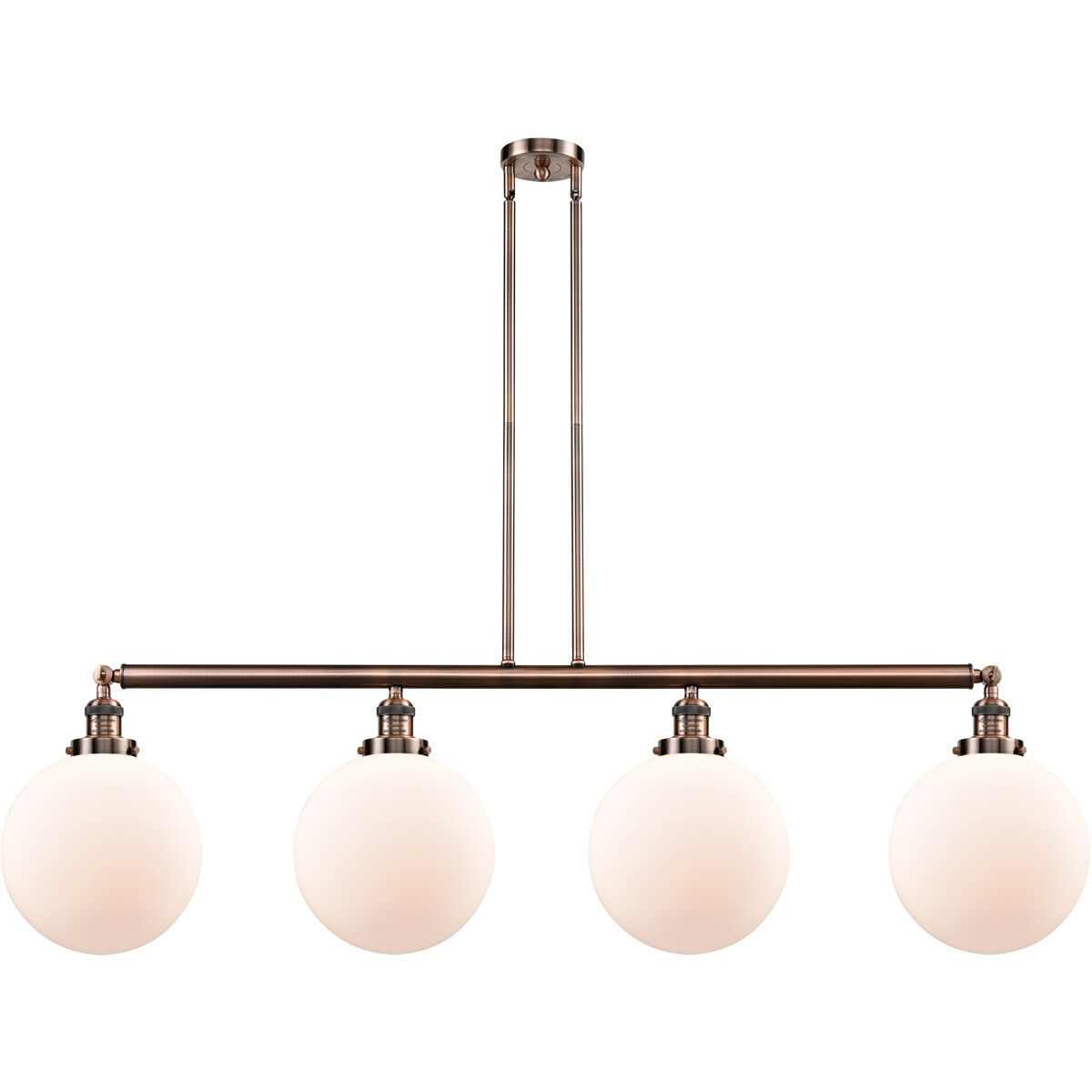 Franklin Restoration X-Large Beacon 4 Light 54 inch Antique Copper Island Light Ceiling Light in Matte White Glass, Franklin Restoration