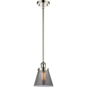 Ballston Small Cone LED 6 inch Polished Nickel Pendant Ceiling Light in Plated Smoke Glass