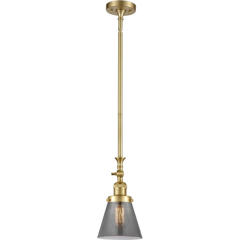 Franklin Restoration Cone 1 Light 6 inch Satin Gold Mini Pendant Ceiling Light in Incandescent, Plated Smoke, Franklin Restoration