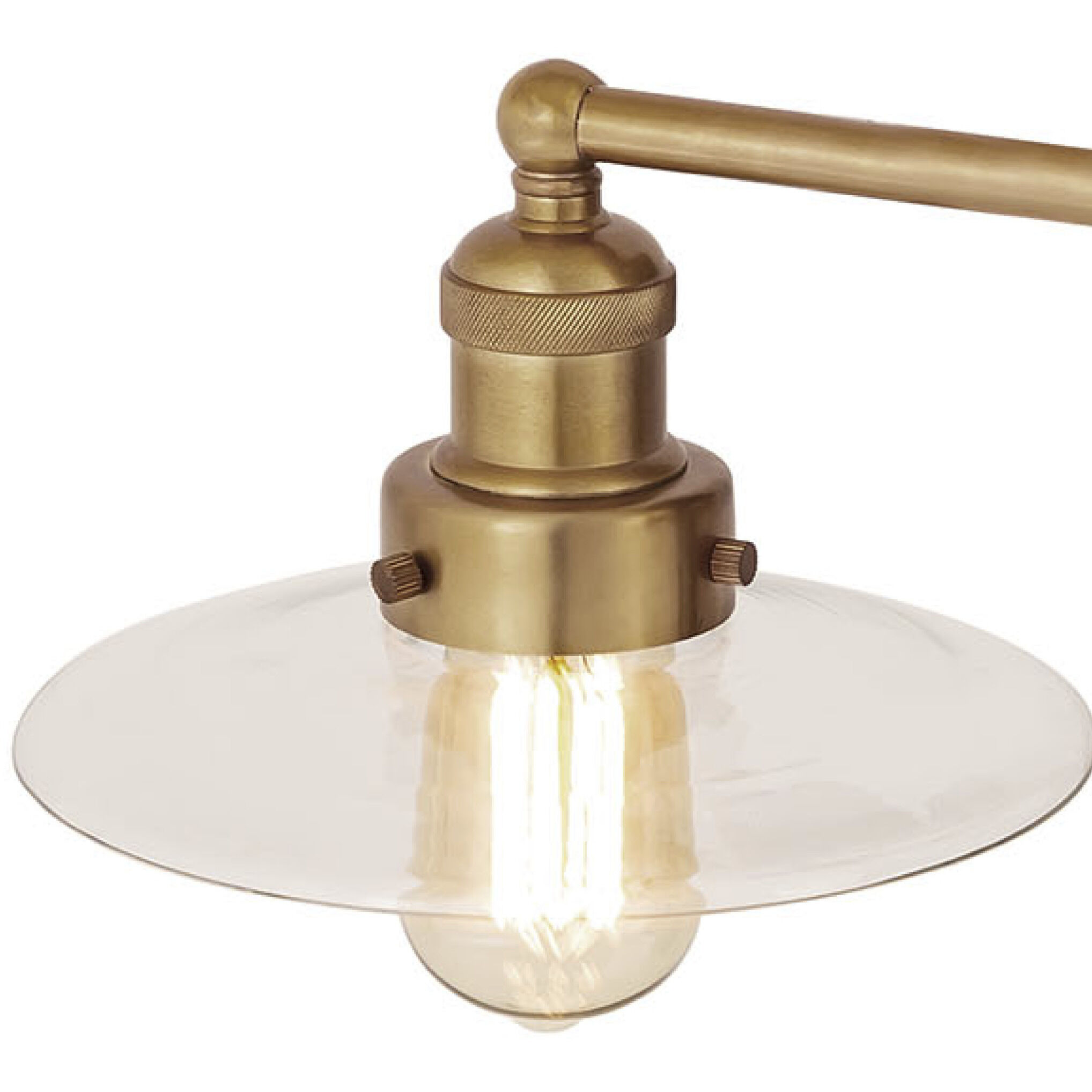 English Pub Vanity Light Wall Light in Satin Brass, Clear Glass