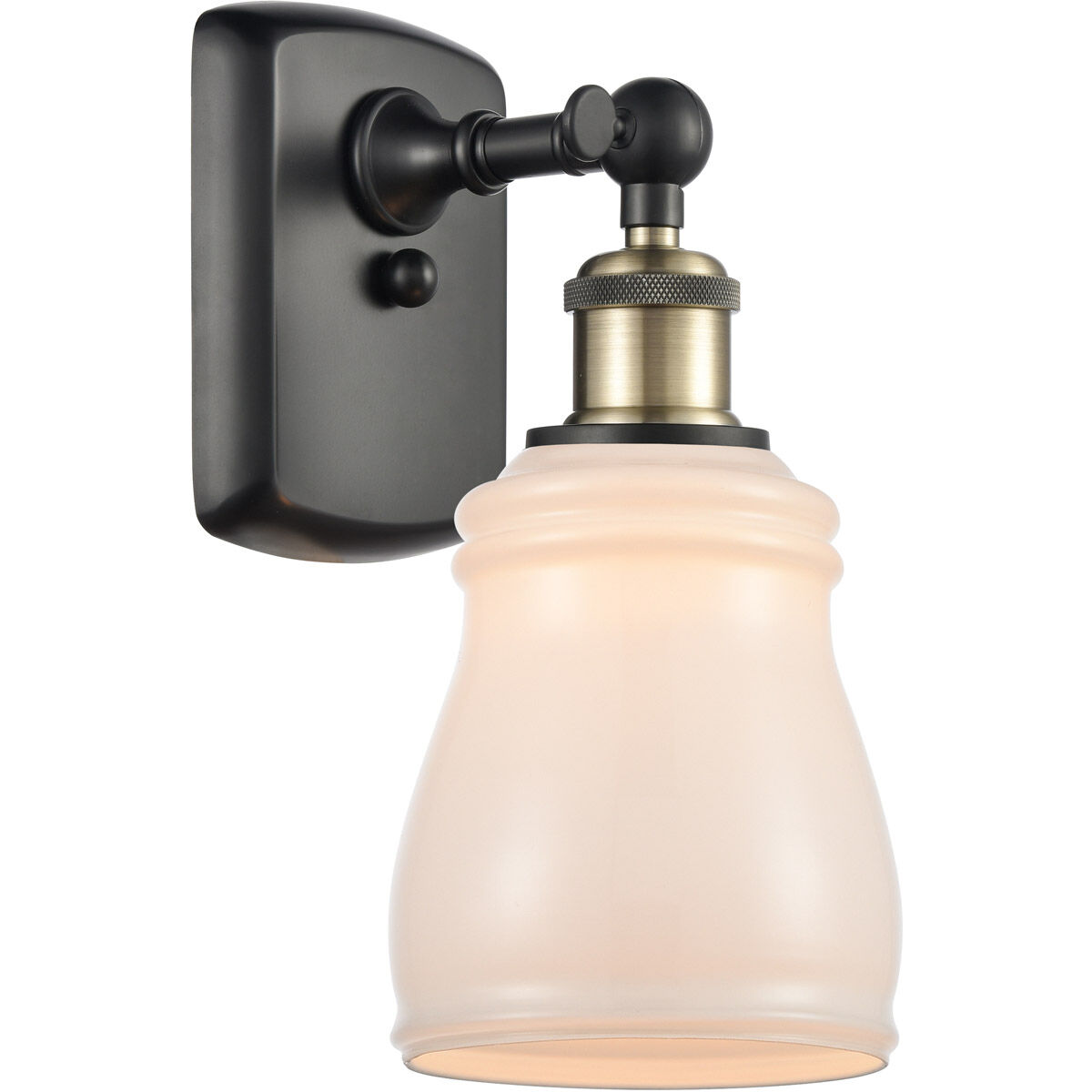 Ballston Ellery LED 5 inch Black Antique Brass Sconce Wall Light in White Glass, Ballston