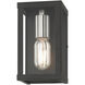 Gaffney 1 Light 8 inch Black with Brushed Nickel Finish Accents Outdoor Wall Lantern in Black with Brushed Nickel Accents, Small