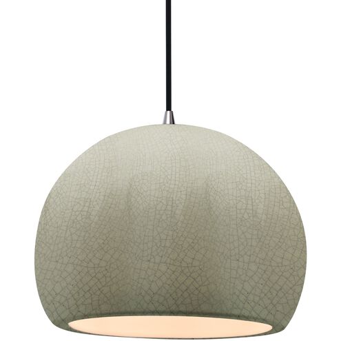 Radiance LED 12.25 inch Celadon Green Crackle and Brushed Nickel Pendant Ceiling Light
