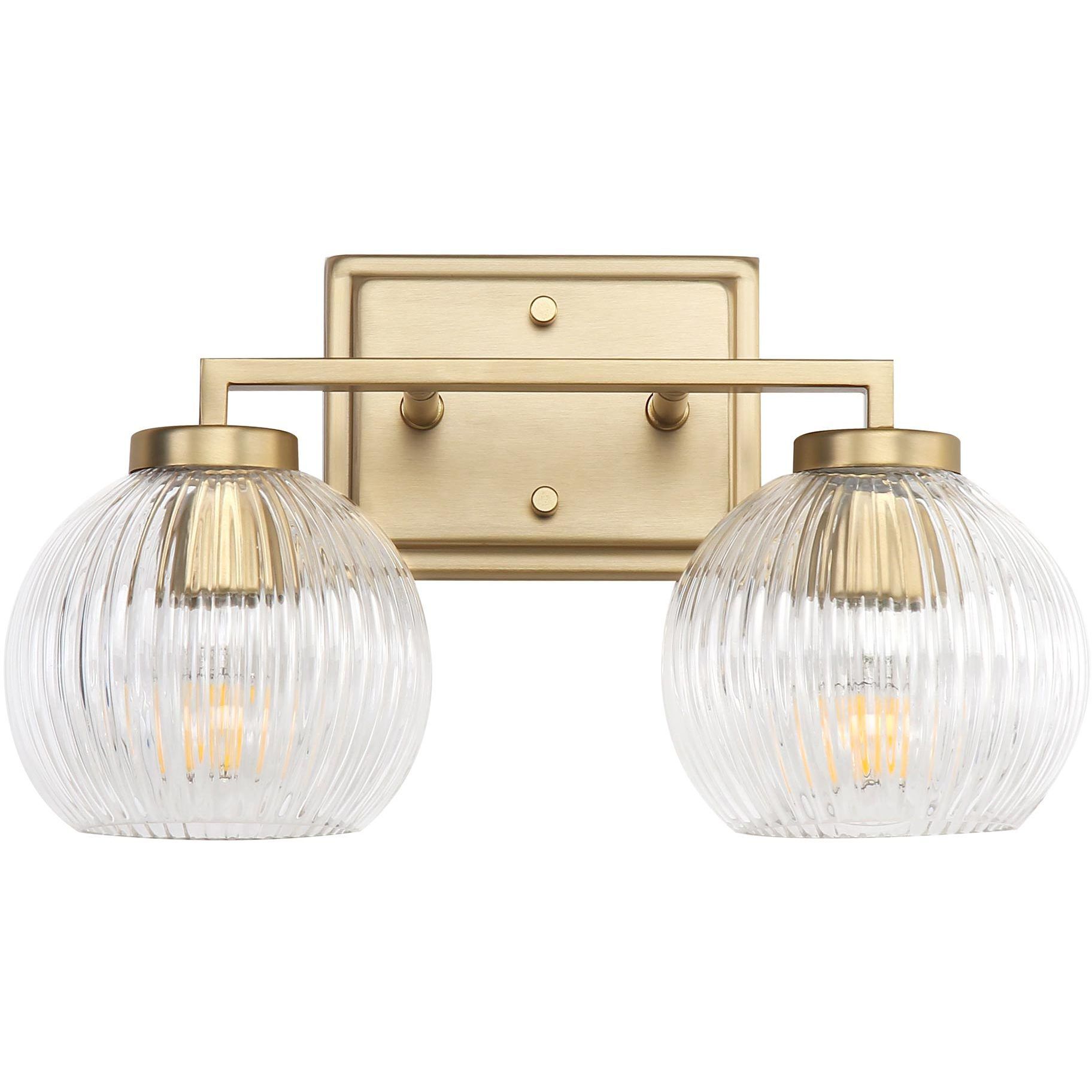 Yep Elliott Vanity Wall Light in Brushed Champagne Brass, Ribbed