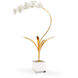 Bradshaw Orrell Antique Gold Leaf/Matte White/Clear Orchid in Stand Accent